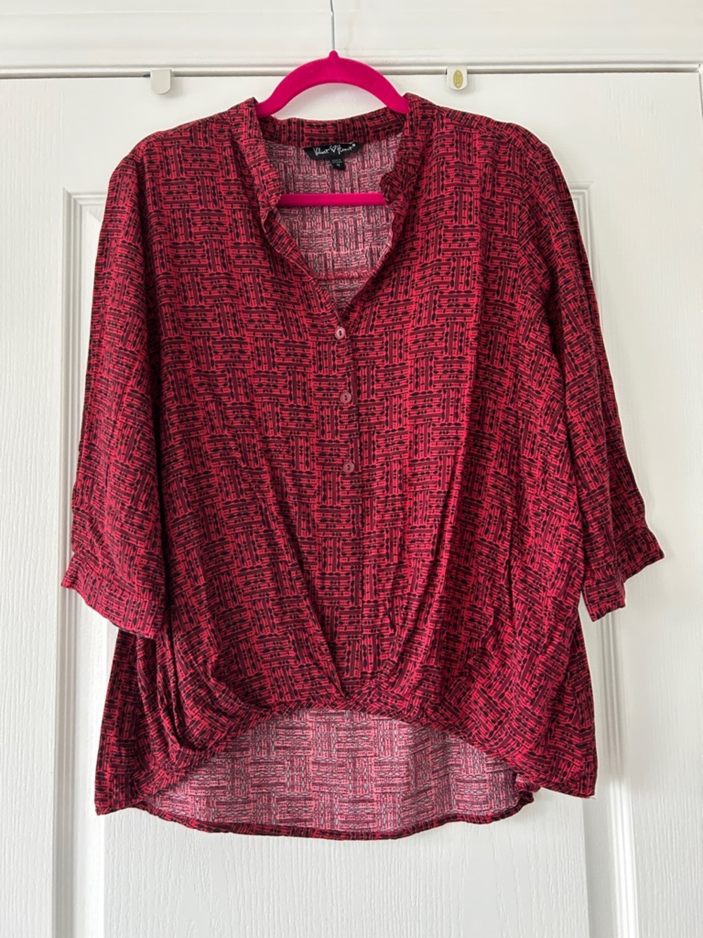 Velvet Heart Red Patterned Henley Tunic